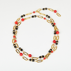 Бусы микс агат, коралл (биж. сплав, сталь хир. позолота) (цепочка) длинные 98 см