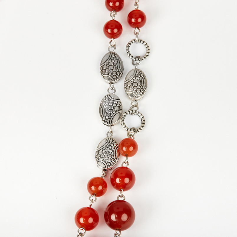 Бусы сердолик Ботсвана (биж. сплав, сталь хир.) 48 см (+7 см)