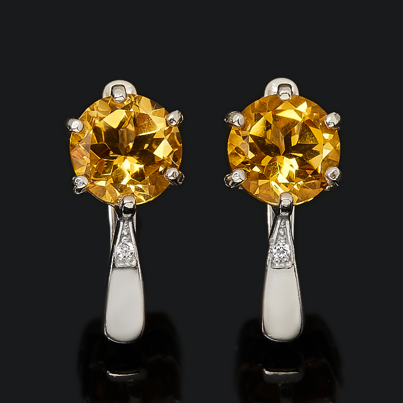 Серьги цитрин Бразилия (серебро 925 пр. родир. бел.) огранка