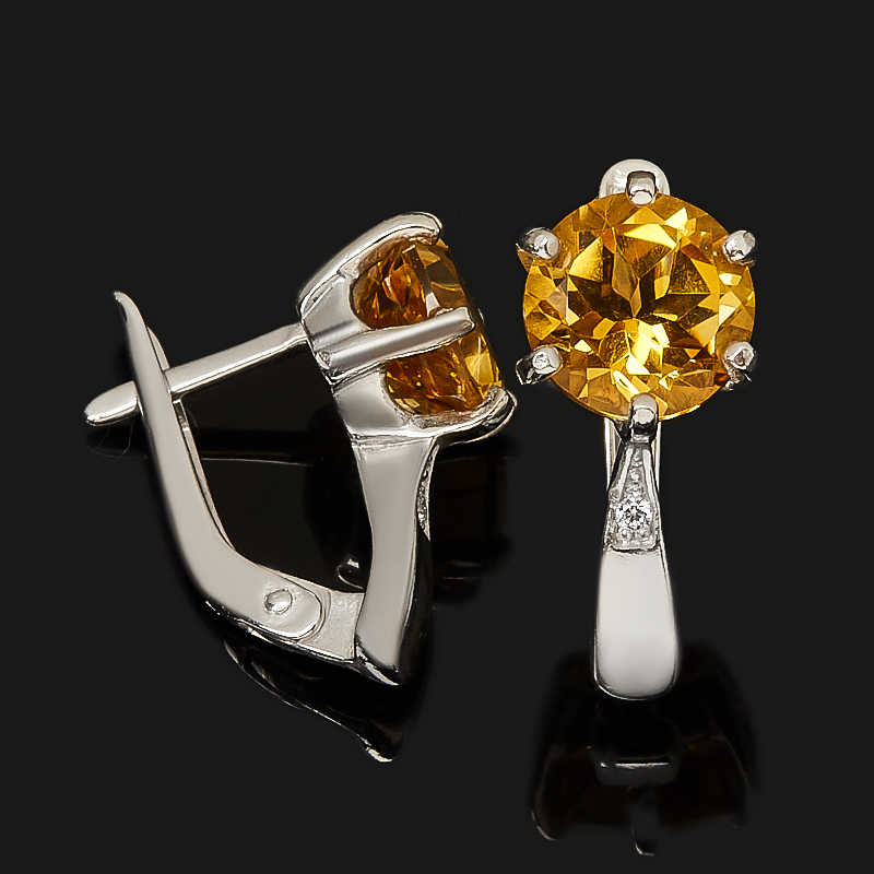 Серьги цитрин Бразилия (серебро 925 пр. родир. бел.) огранка