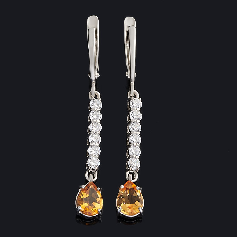 Серьги цитрин Бразилия (серебро 925 пр. родир. бел.) огранка