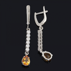 Серьги цитрин Бразилия (серебро 925 пр. родир. бел.) огранка