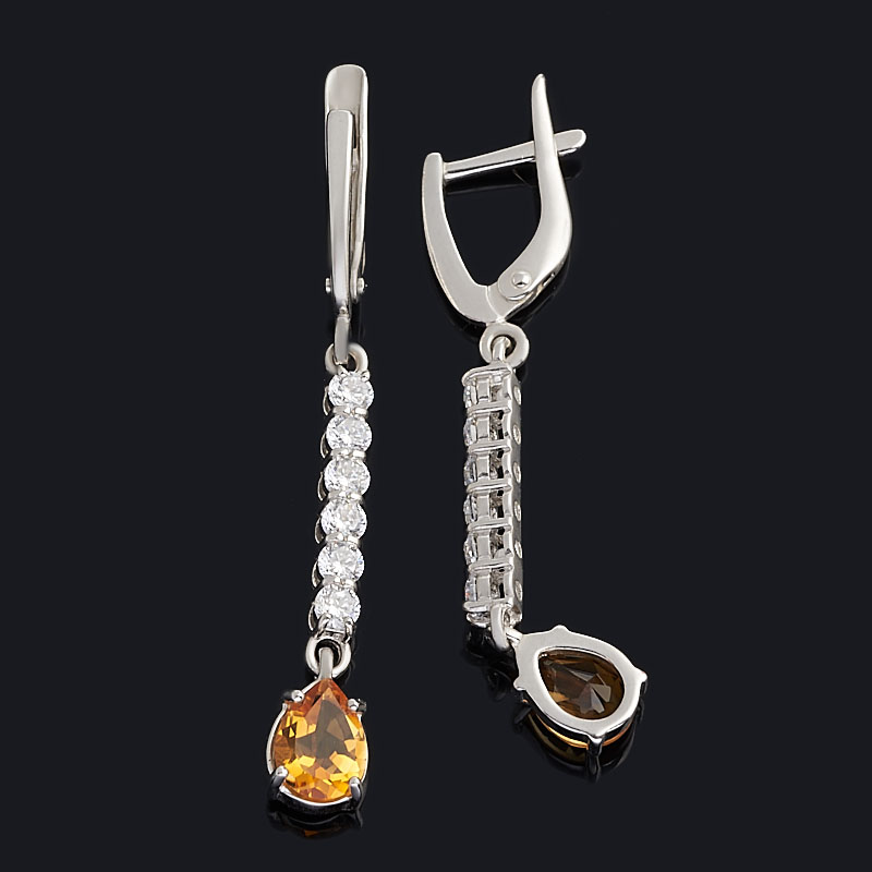 Серьги цитрин Бразилия (серебро 925 пр. родир. бел.) огранка