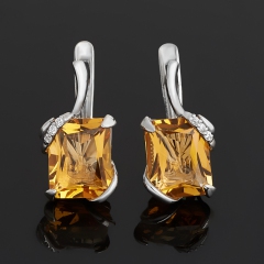 Серьги цитрин Бразилия (серебро 925 пр. родир. бел.) огранка