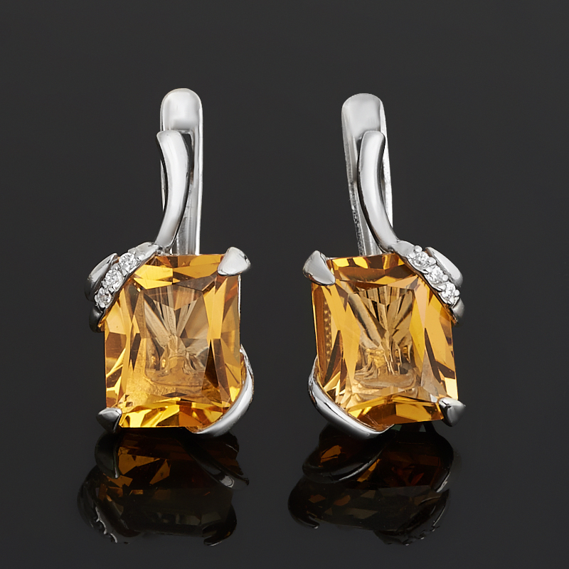 Серьги цитрин Бразилия (серебро 925 пр. родир. бел.) огранка