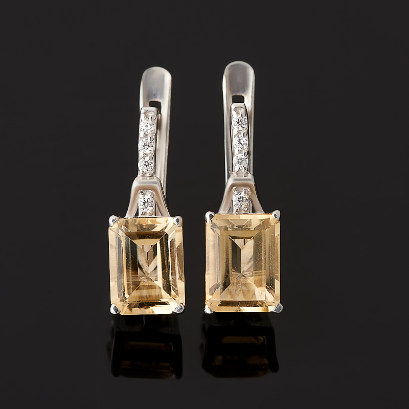 Серьги цитрин Бразилия (серебро 925 пр. родир. бел.) огранка