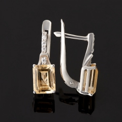 Серьги цитрин Бразилия (серебро 925 пр. родир. бел.) огранка