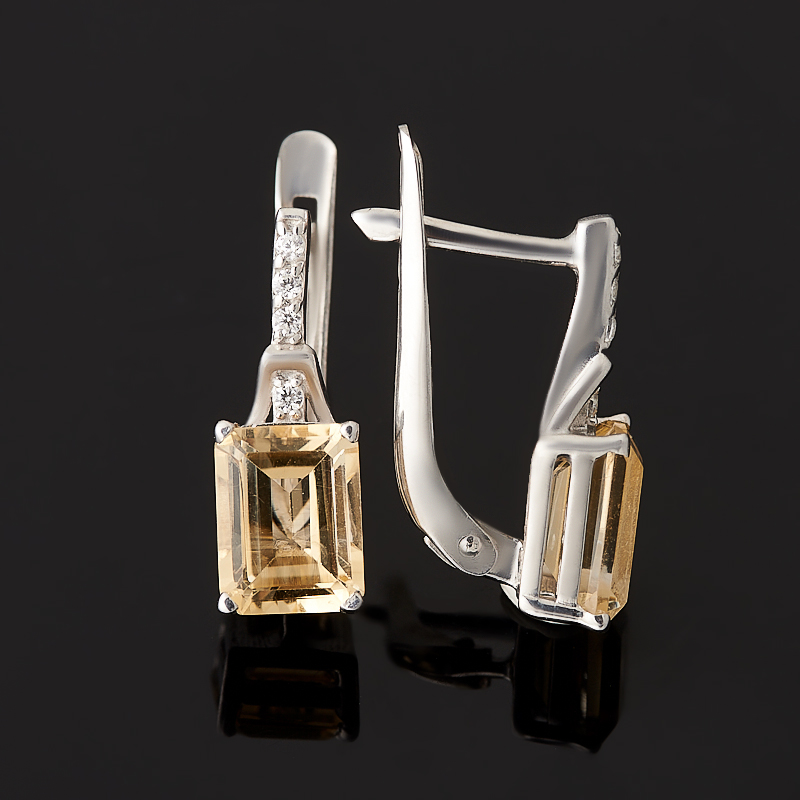 Серьги цитрин Бразилия (серебро 925 пр. родир. бел.) огранка