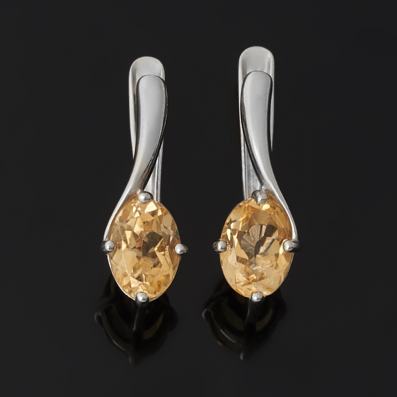 Серьги цитрин Бразилия (серебро 925 пр. родир. бел.) огранка