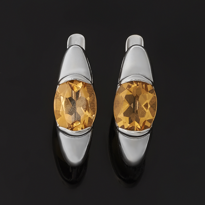 Серьги цитрин Бразилия (серебро 925 пр. родир. бел.) огранка