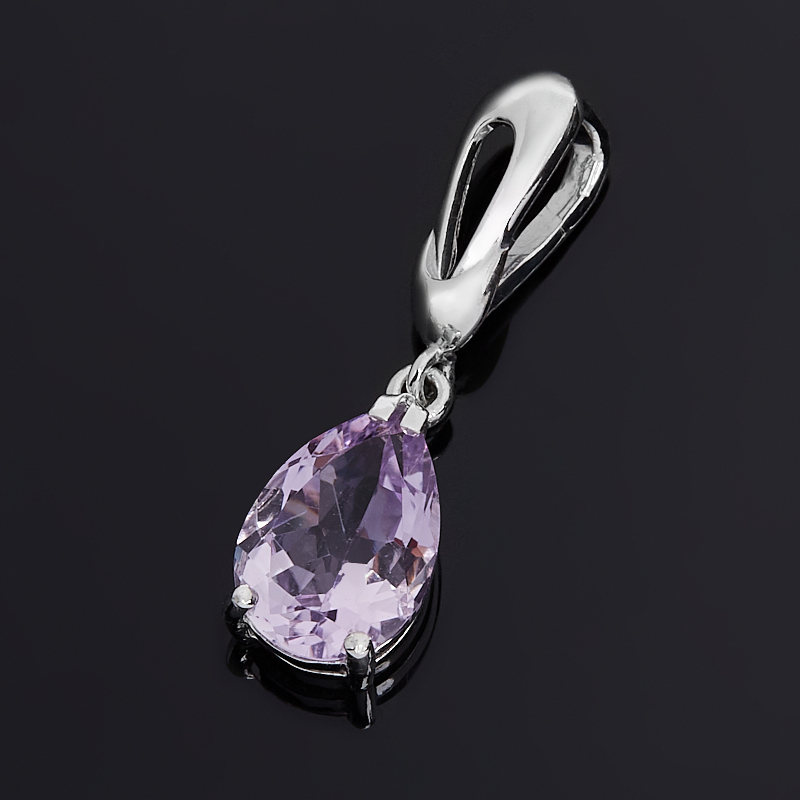 Кулон аметист Бразилия (серебро 925 пр. родир. бел.) капля огранка
