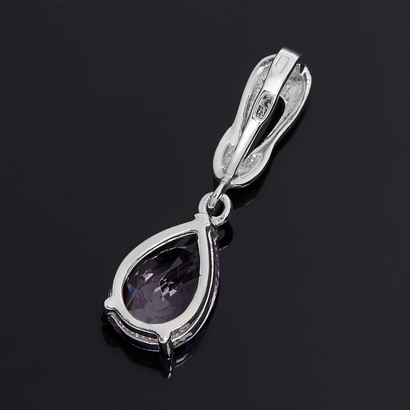 Кулон аметист Бразилия (серебро 925 пр. родир. бел.) капля огранка
