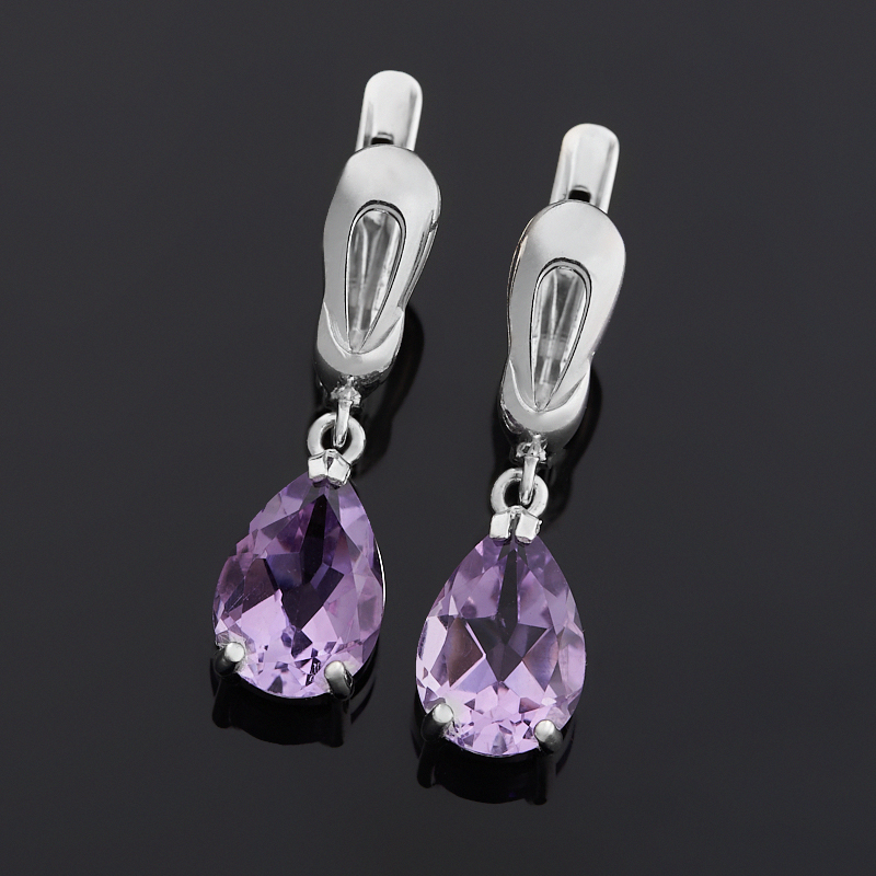 Серьги аметист Бразилия (серебро 925 пр. родир. бел.) огранка