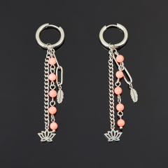 Серьги коралл розовый Индонезия (сталь хир.)