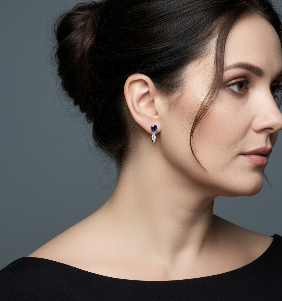 Серьги топаз лондон Бразилия (серебро 925 пр. родир. бел.) огранка