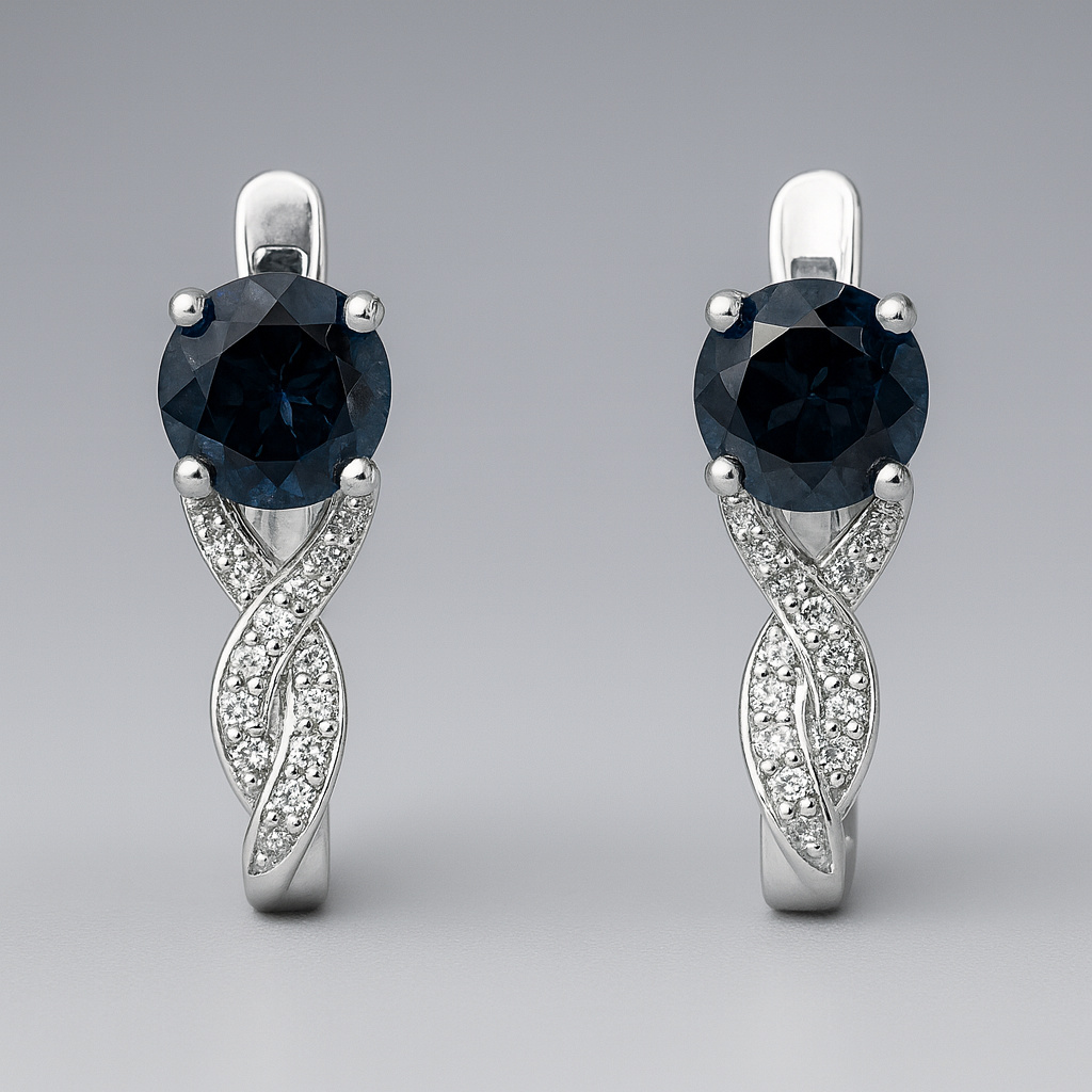 Серьги топаз лондон Бразилия (серебро 925 пр. родир. бел.) огранка