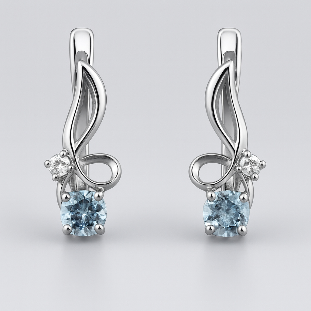 Серьги топаз голубой Бразилия (серебро 925 пр. родир. бел.) огранка