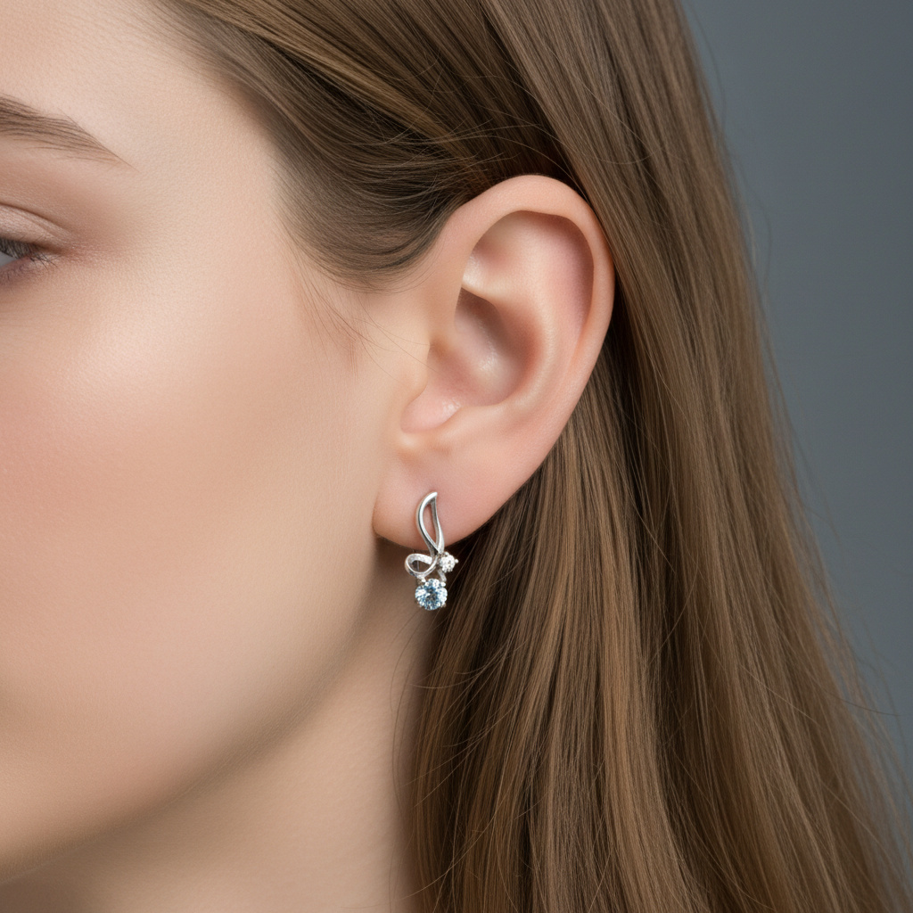 Серьги топаз голубой Бразилия (серебро 925 пр. родир. бел.) огранка