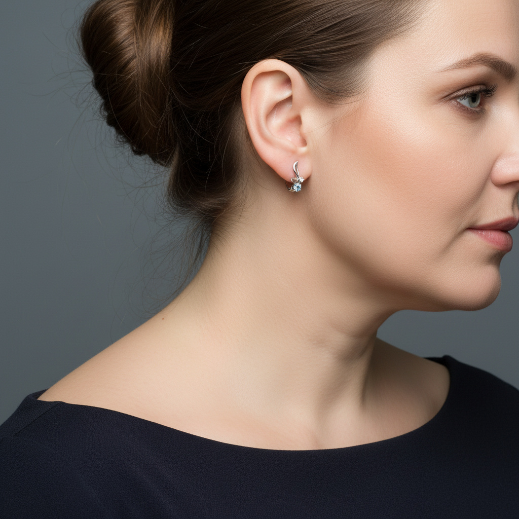 Серьги топаз голубой Бразилия (серебро 925 пр. родир. бел.) огранка