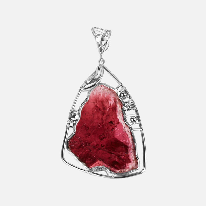 Кулон турмалин розовый (рубеллит) Россия (нейзильбер) 7,5 см