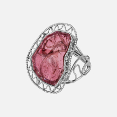 Кольцо турмалин розовый (рубеллит) Россия (нейзильбер) размер 18,5