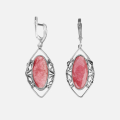 Серьги турмалин розовый (рубеллит) Россия (нейзильбер)