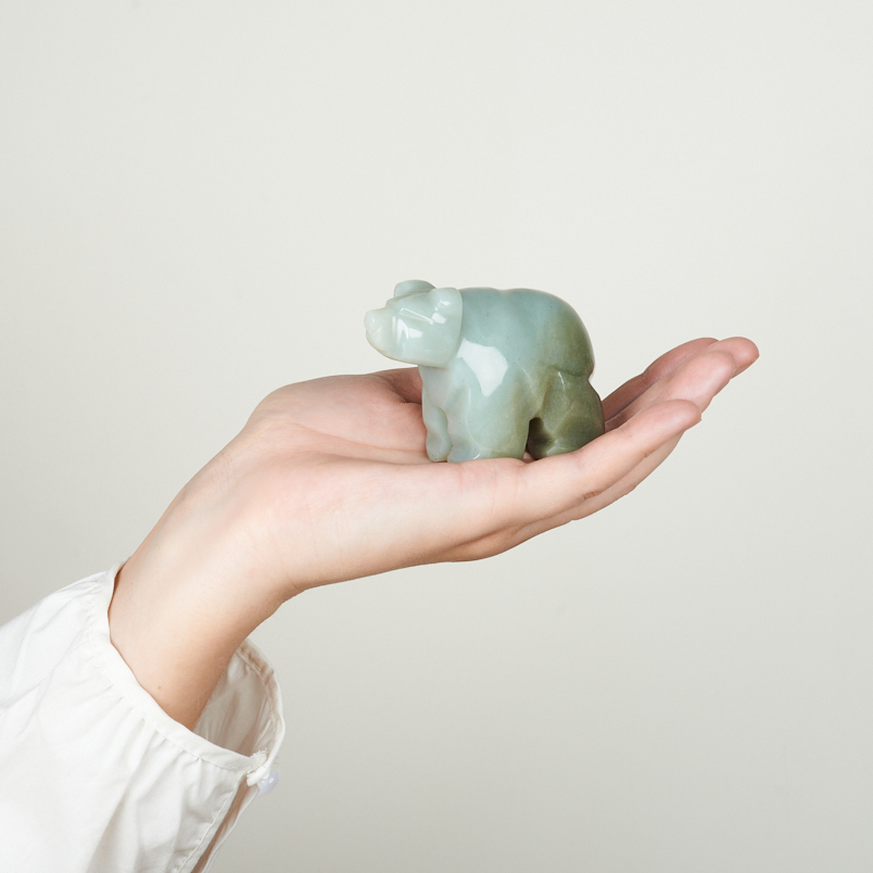 Медведь нефрит белый Россия 8,5 см
