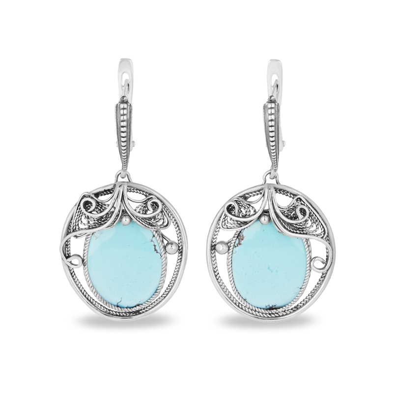 Серьги бирюза Казахстан (нейзильбер)