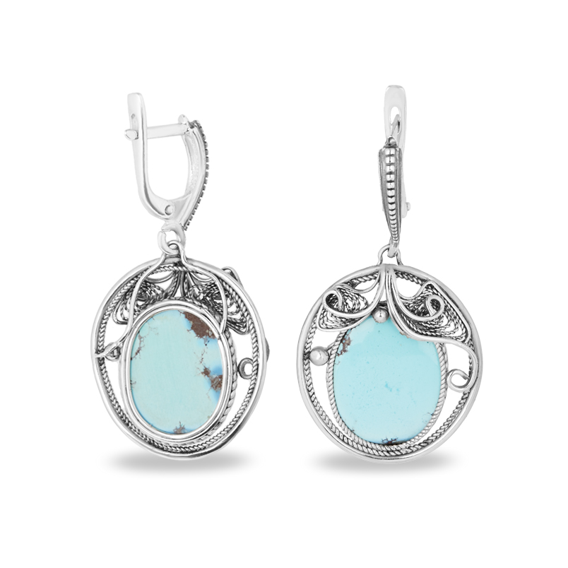 Серьги бирюза Казахстан (нейзильбер)