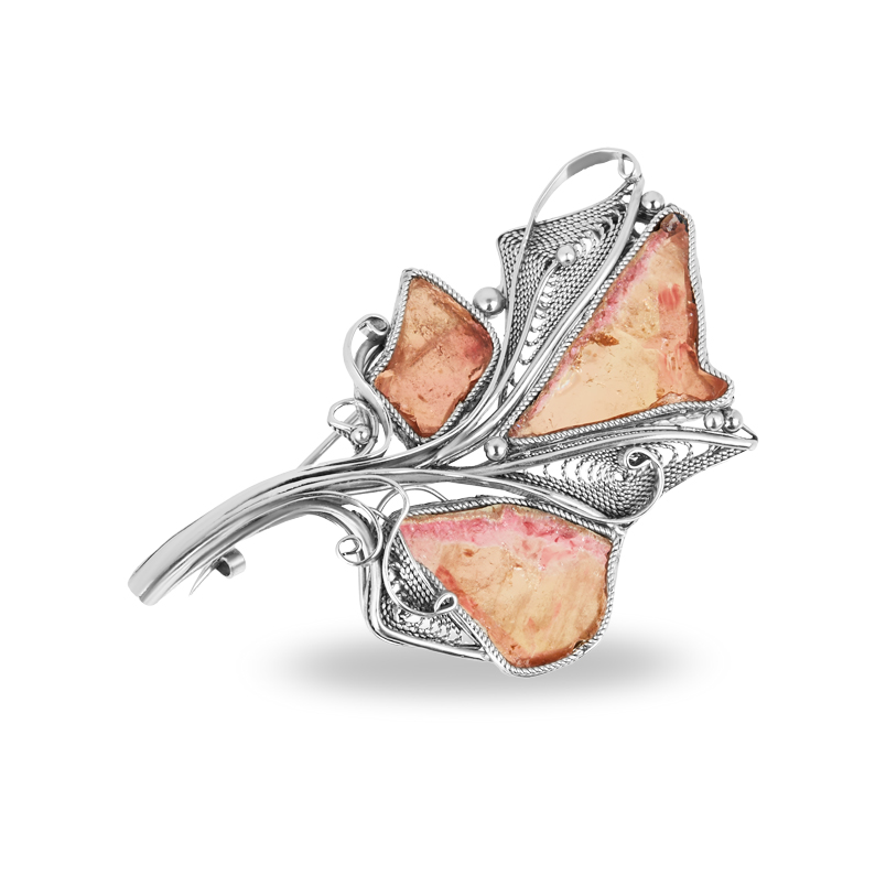 Брошь турмалин полихромный Россия (нейзильбер)