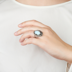 Кольцо бирюза Казахстан (нейзильбер) размер 19