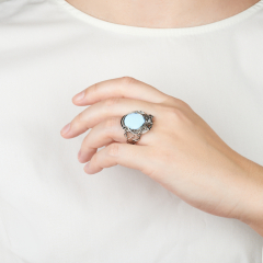 Кольцо бирюза Казахстан (нейзильбер) размер 18,5