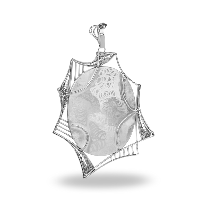 Кулон чароит Россия (нейзильбер) 8 см