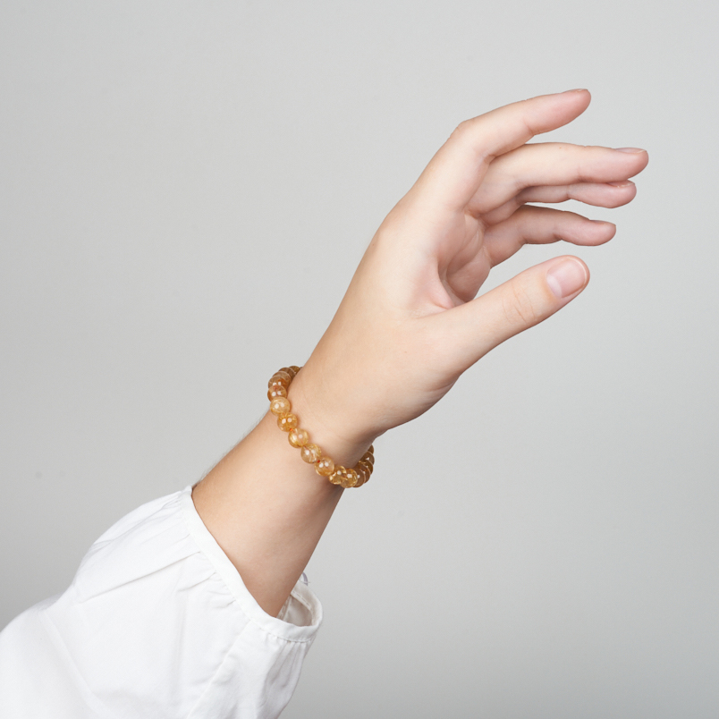 Браслет рутиловый кварц Глаз дракона Бразилия 8 мм 16 см