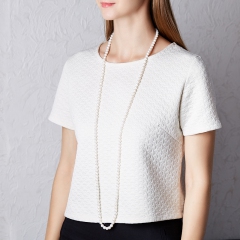 Бусы жемчуг белый Гонконг (биж. сплав) длинные 124 см