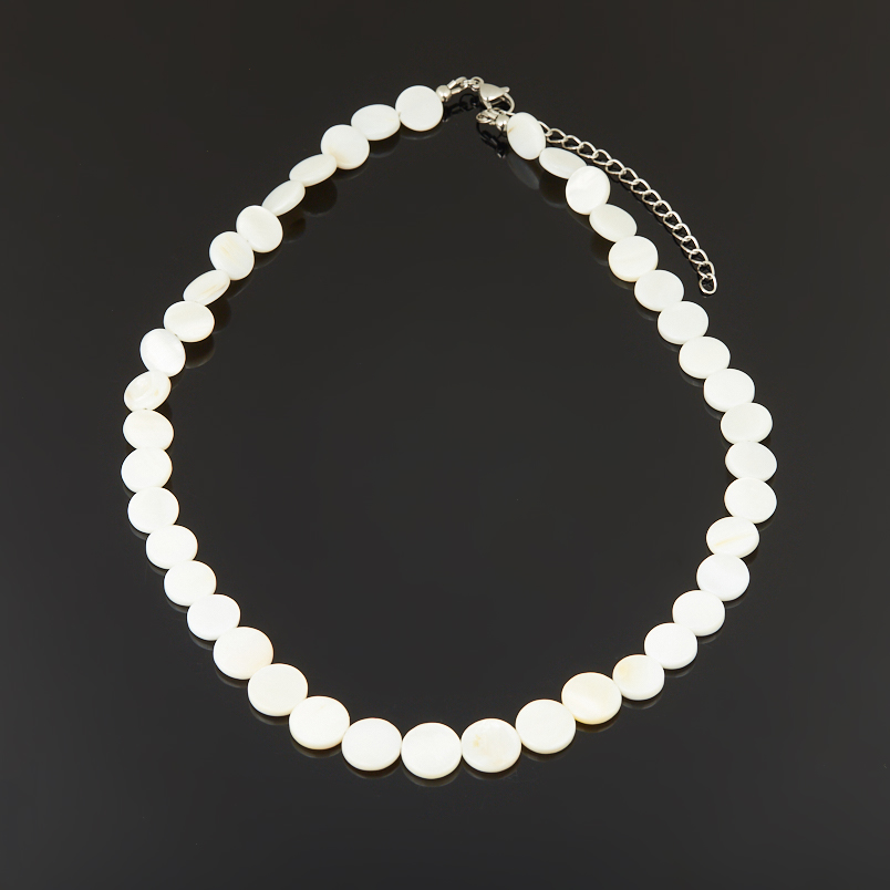 Бусы перламутр белый Индонезия (сталь хир.) 48&nbsp;см (+7&nbsp;см)