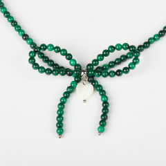 Бусы малахит Конго (сталь хир.) (колье) 4 мм 44 см (+7 см)