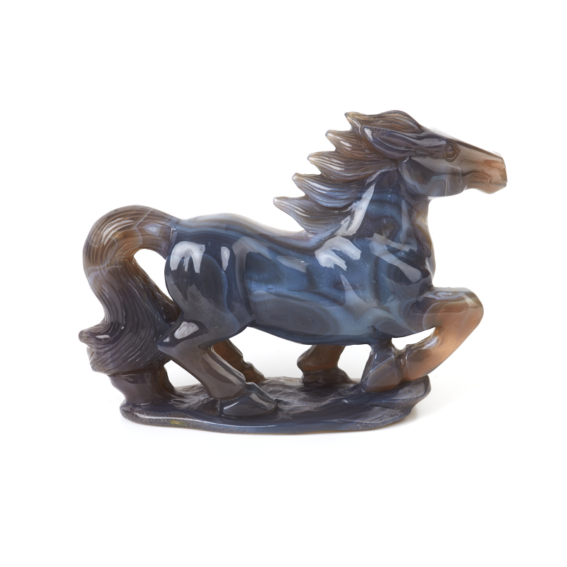 Лошадка микс агат, аметист 14 см