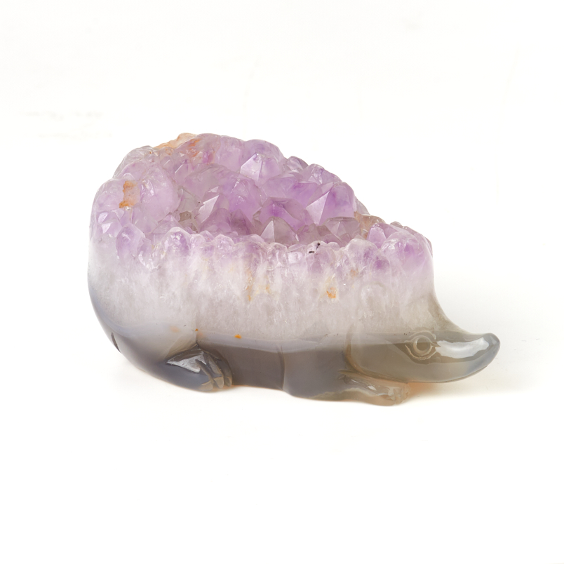 Ежик микс агат, аметист 10 см