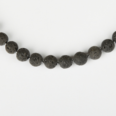 Бусы вулканическая лава Бразилия (сталь хир.) 6 мм 46 см (+7 см)