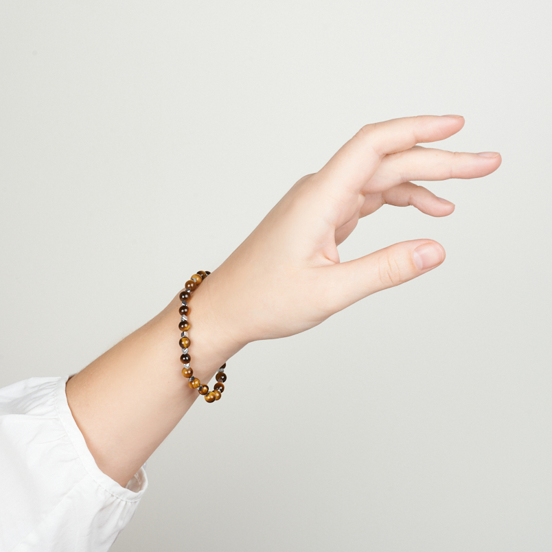 Браслет микс гематит, тигровый глаз 19 см