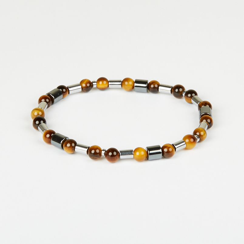 Браслет микс гематит, тигровый глаз 20 см
