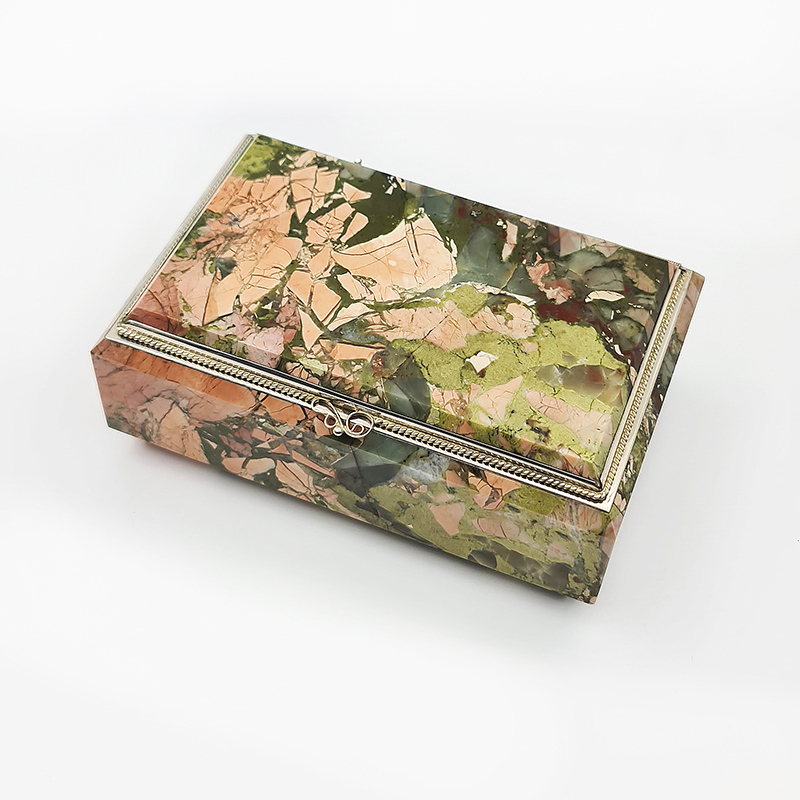 Шкатулка яшма уральская Россия (мельхиор) 11,5х7,5х4,5 см