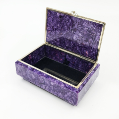 Шкатулка чароит Россия (мельхиор) 11,5х7,5х4,5 см