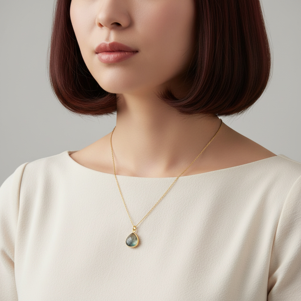 Бусы лабрадор Мадагаскар (латунь позолота) (цепочка) огранка 42 см (+5 см)