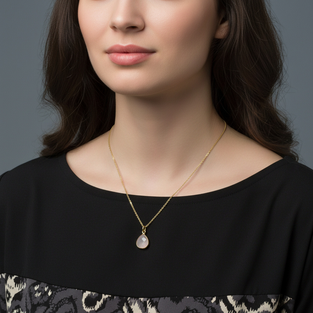 Бусы розовый кварц Бразилия (латунь позолота) (цепочка) огранка 45 см (+3 см)