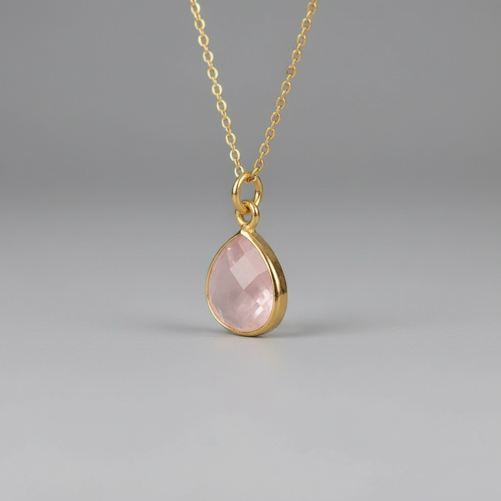 Бусы розовый кварц Бразилия (латунь позолота) (цепочка) огранка 45 см (+3 см)