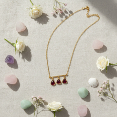 Бусы гранат родолит Шри Ланка (латунь позолота) (цепочка) 45 см (+5 см)