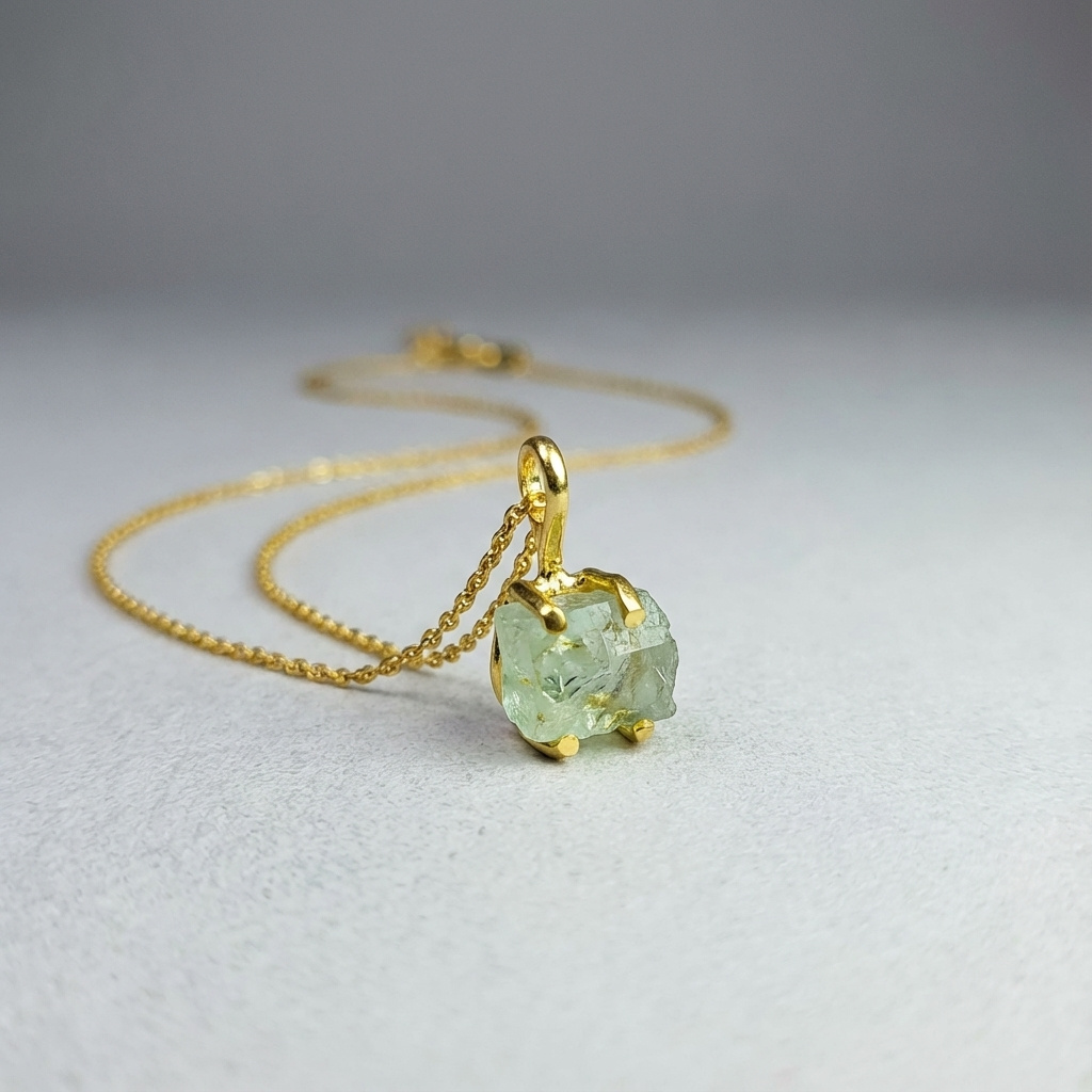 Бусы аквамарин Бразилия (цепочка) 43&nbsp;см (+5&nbsp;см) (латунь позолота)