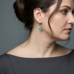 Серьги амазонит Перу (латунь позолота) огранка